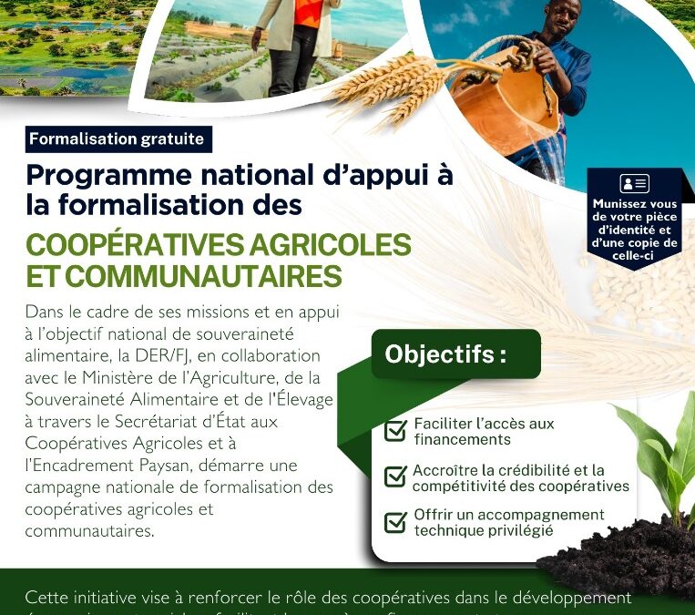 𝐋𝐚𝐧𝐜𝐞𝐦𝐞𝐧𝐭 𝐝𝐮 𝐏𝐫𝐨𝐠𝐫𝐚𝐦𝐦𝐞 𝐍𝐚𝐭𝐢𝐨𝐧𝐚𝐥 𝐝’𝐀𝐩𝐩𝐮𝐢 à 𝐥𝐚 𝐅𝐨𝐫𝐦𝐚𝐥𝐢𝐬𝐚𝐭𝐢𝐨𝐧 𝐝𝐞𝐬 𝐂𝐨𝐨𝐩é𝐫𝐚𝐭𝐢𝐯𝐞𝐬 𝐀𝐠𝐫𝐢𝐜𝐨𝐥𝐞𝐬
